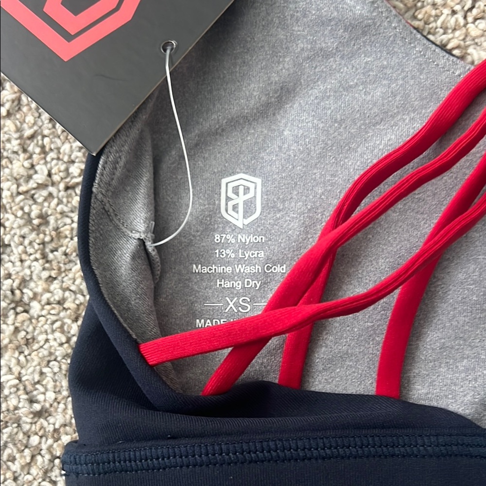 Born Primitive Vitality 2.0 Blue and Red Sports Bra with Geometric Logo - Picture 5 of 7